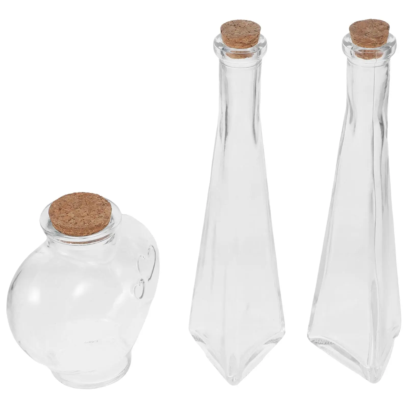 

3 Pcs Embellishments Ceremony Bottle Set Bottles for Wedding Sand Transparent Glass Heart