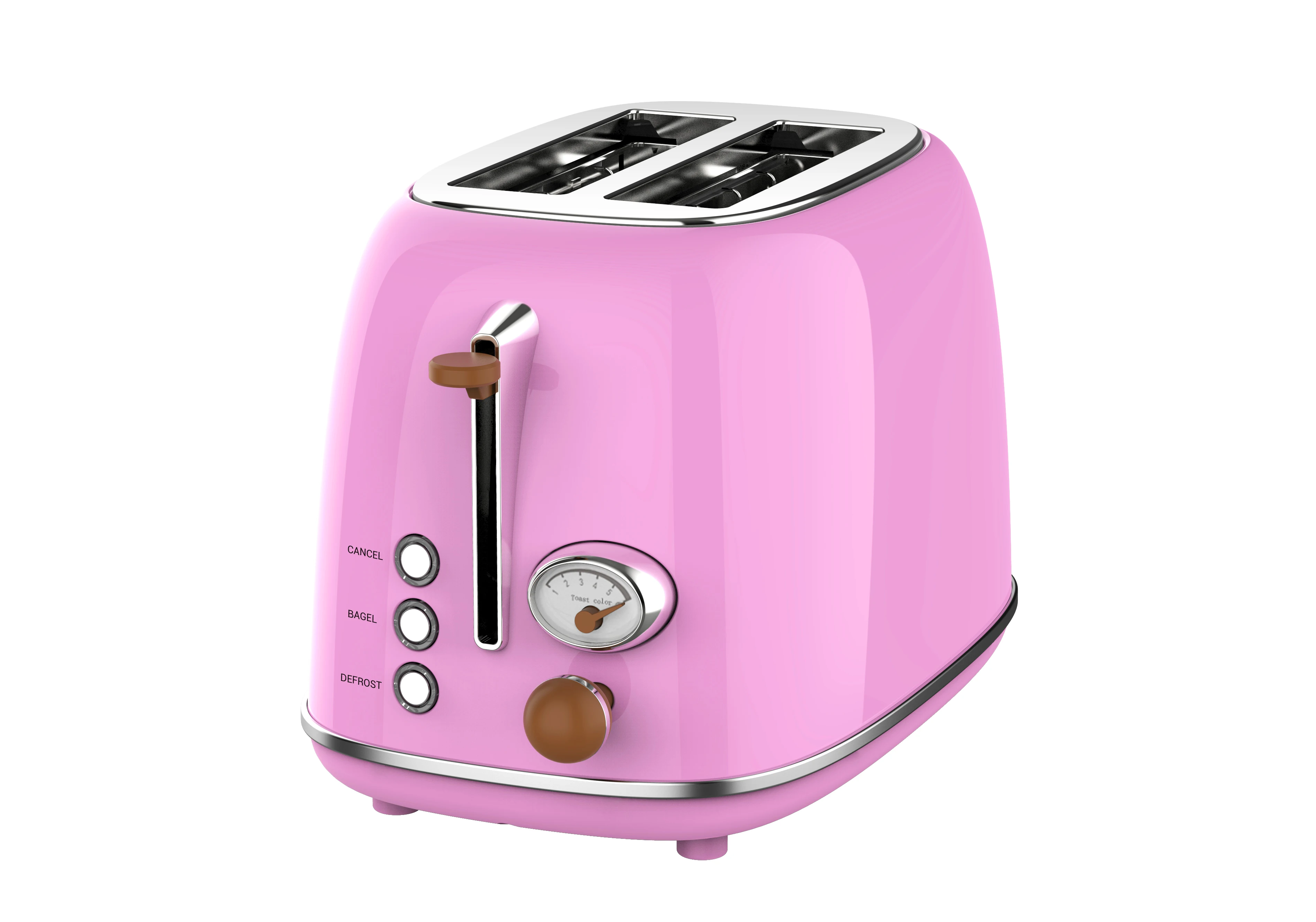 2 Slice Extra Wide Slot Bread Toaster Reheat Defrost Cancel 6 Level Browning Retro Design Toaster