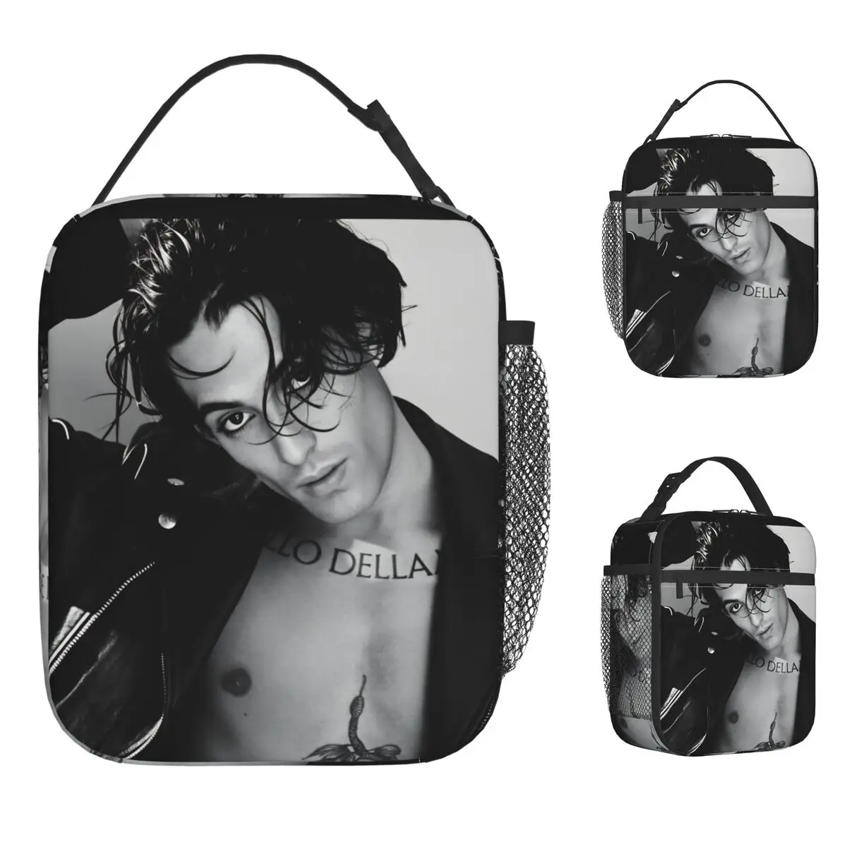 Sänger Damiano David Lunchtasche Tragbare Reißverschluss-Lunchbox Unisex Schule Grafik Kühltasche Vintage Oxford Thermo-Lunchtaschen