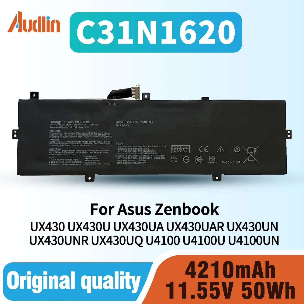 

C31N1620 Laptop Battery for Asus Zenbook UX430 UX430U UX430UA UX430UAR UX430UN UX430UNR UX430UQ U4100 U4100UN U4100UQ UX3400