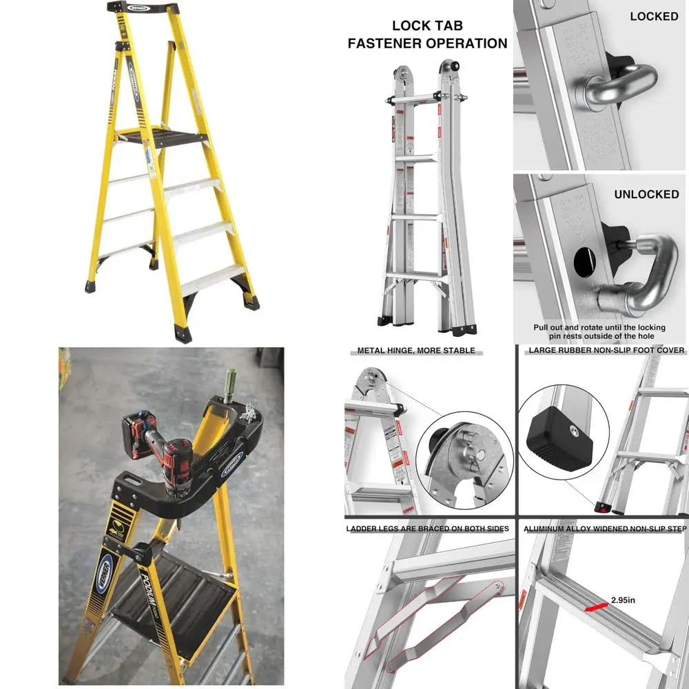 Werner 4-Foot Aluminum Type IAA Podium Ladder in Yellow
