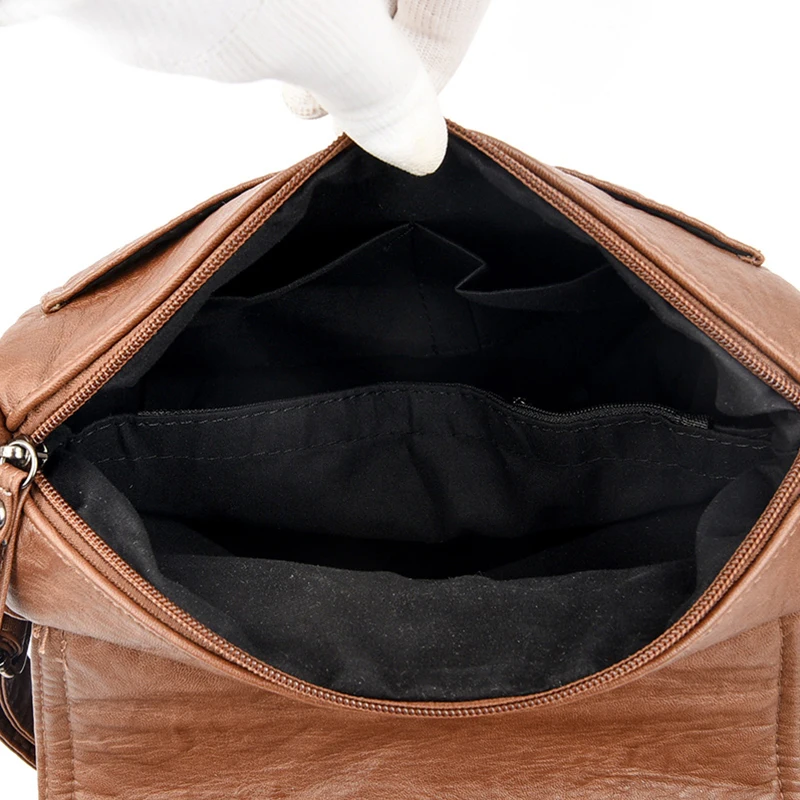 Sac à Main en Cuir Souple à Poches Multiples pour Femme, Sacoche de Bonne Qualité, de Styliste de Luxe, à Bandoulière, Initiées