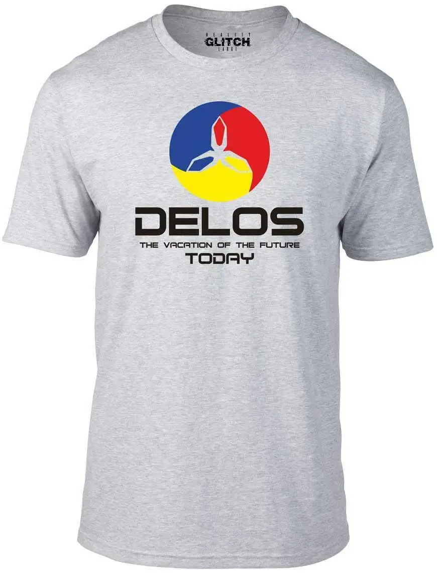 Camiseta Delos divertida camiseta retro ciencia ficción oeste cyborg ciencia ficción mundial