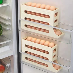 4 Layers Automatic Rolling Egg Holder Rack Fridge Eggs Storage Box Container Kitchen Refrigerator Egg Dispenser Fridge Organizer