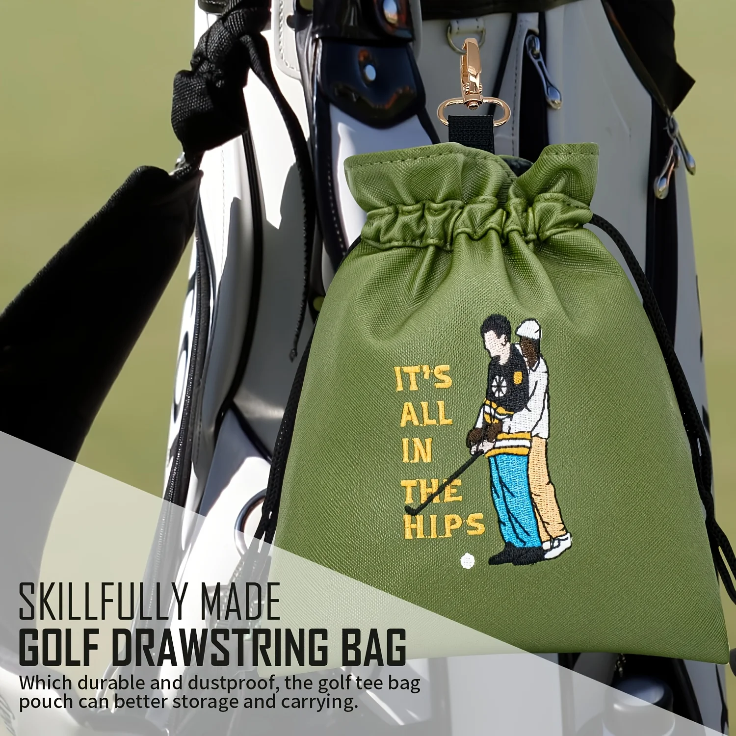 Two-Person Golf Bag | Portable Drawstring Bag, Green, for Golf Balls, Suitable for Men and Women, Ideal for Golfers and Gifts image 5