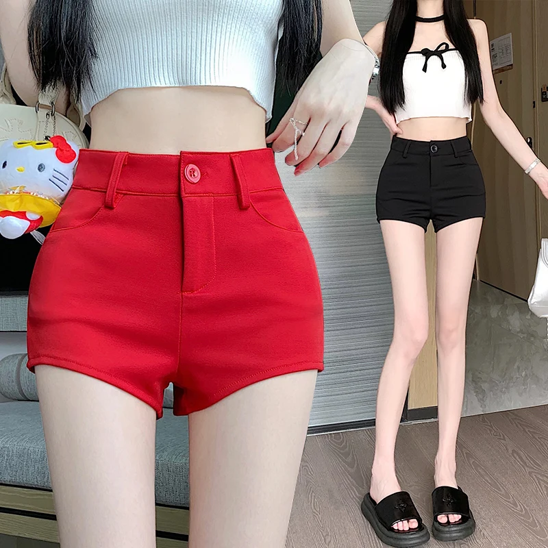 

Tight casual shorts for women in summer, spicy girls slimmer and versatile straight leg slim fit, low waisted A-line hot pants