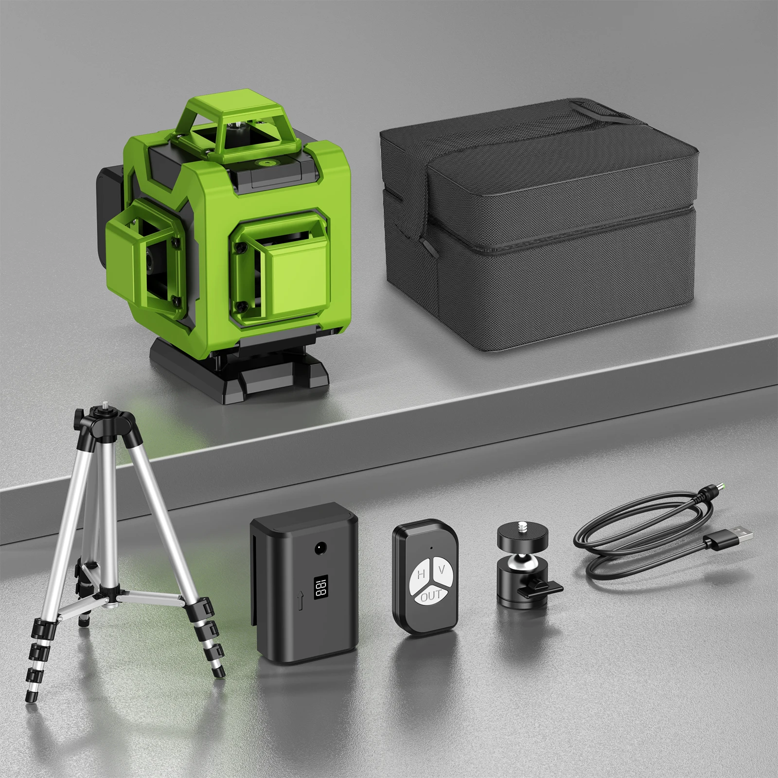 Lfine Professional Laser level 4D 16 Lines with 39.37 Inch (1M)Tripod 360°Self-leveling Laser Levels Green Beam Nivel Laser