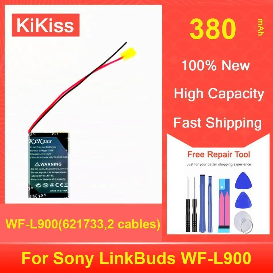 

Kikiss Battery 380Mah WF-L900(Charging Box Battery,621733,2 Cables) For Sony Linkbuds WF-L900