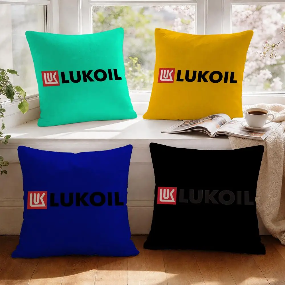 Funda de cojín Energy Brand L-Lukoil, funda de almohada transpirable y fresca de lino natural estampada, decoración para sofá, dormitorio