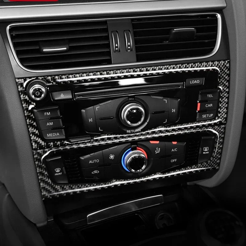 

Carbon fiber Center Console Air conditioning CD Panel Cover Trim Frame Sticker Auto Accessories For Audi A4 B8 A5 S4 Car Styling