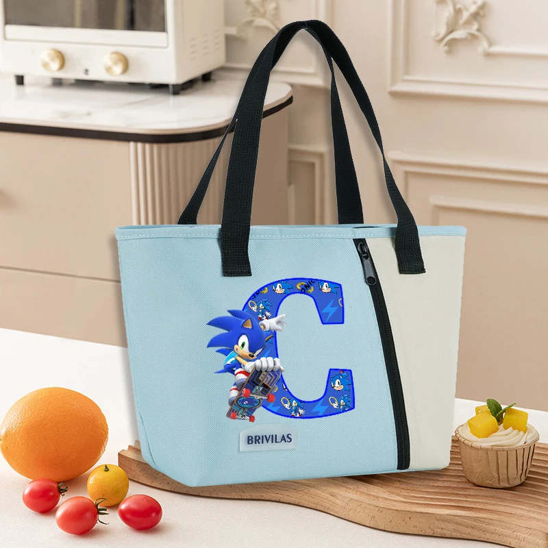 Сумка для обеда Sonics, модная сумка-бенто с буквенным принтом A-Z, портативная термосумка, изолированная водонепроницаемая коробка для хранения еды, подарок