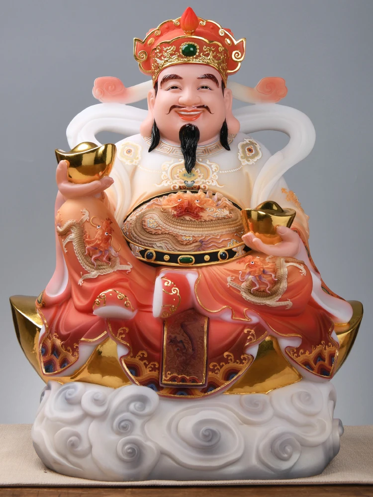 LTT household worship white marble ornament office company opened Biganwen God of Wealth grandfather