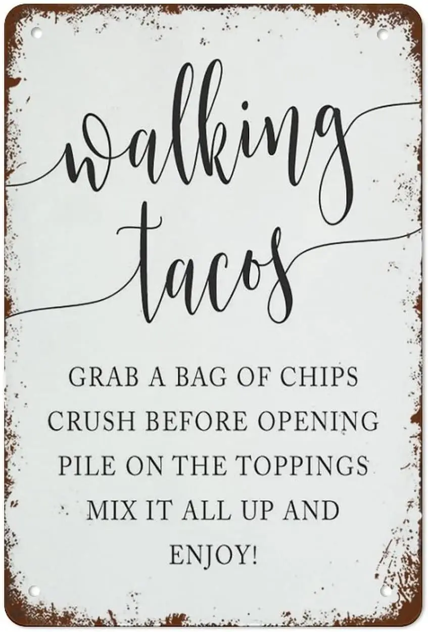 Walking Taco Sign Bachelorette Party Decorations Retro Metal Tin Sign Vintage Wall Decor Funny Decorations for Home Bar Pub Cafe