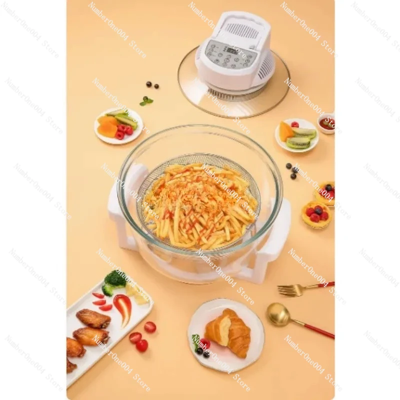 Glass Air Fryer 220v110v Household 17L Visual Light Wave Furnace 12L Large Capacity French Fries Baking Electric Fryer