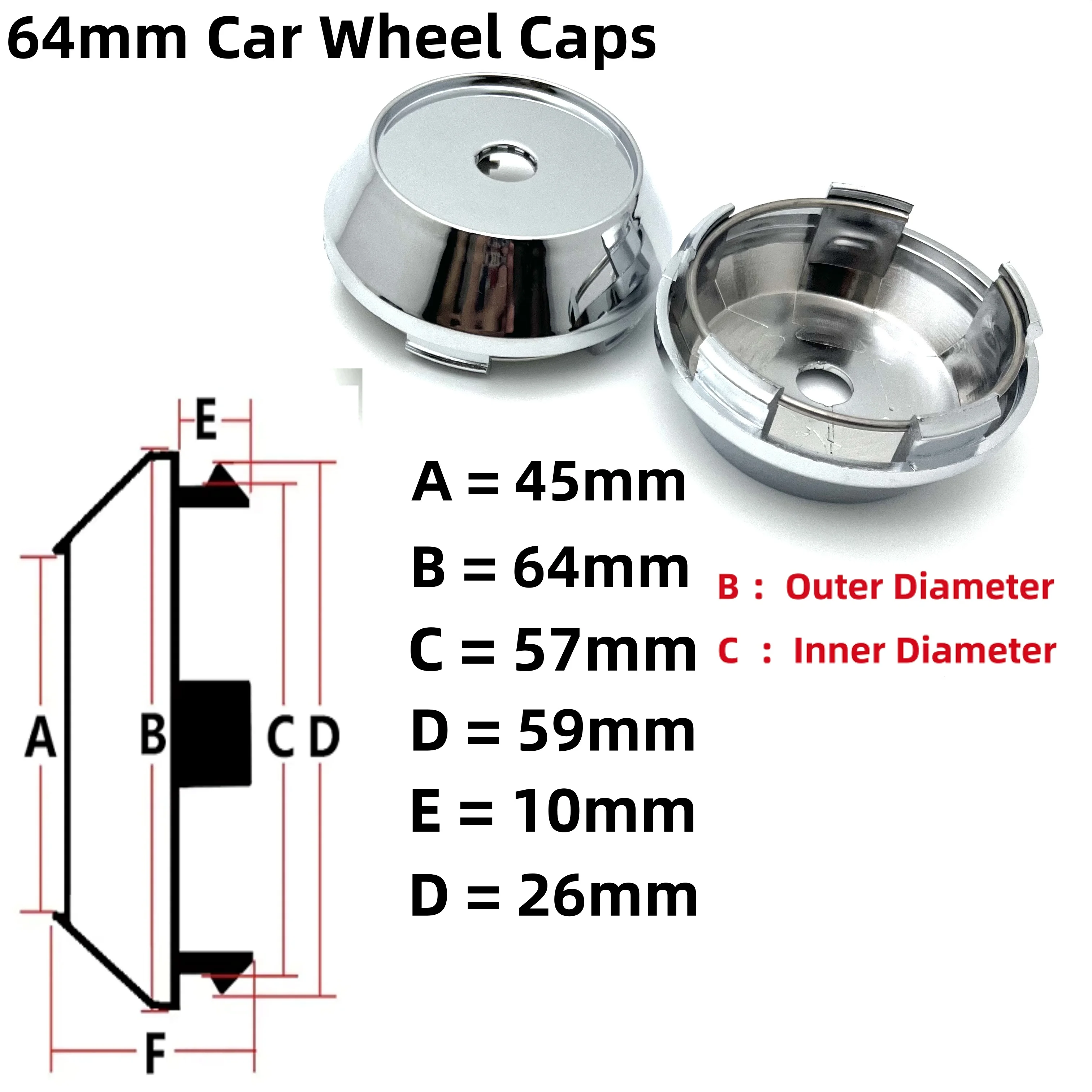4 قطعة ABS 60 مللي متر 64 مللي متر 65 مللي متر 68 مللي متر 69 مللي متر سيارة عجلة مركز قبعات عالية قبعات اكسسوارات حافة مركز غطاء المحور صالح 45 مللي متر شعار ملصقات #3