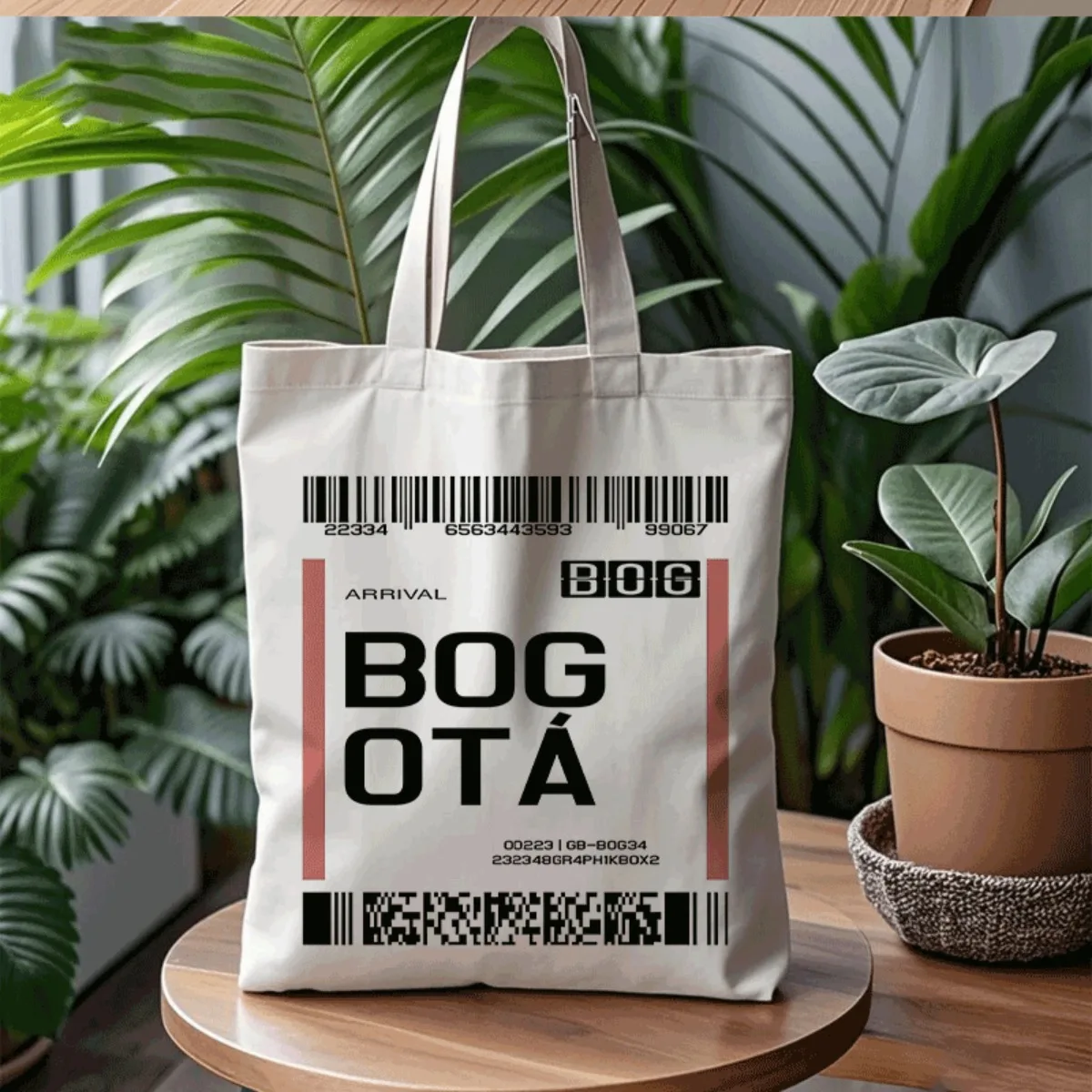 Bogota Boarding Pass Print Canvas Tote Bag Large Capacity Reusable Shopping Handbag Casual Shoulder Bag for Travel Daily School