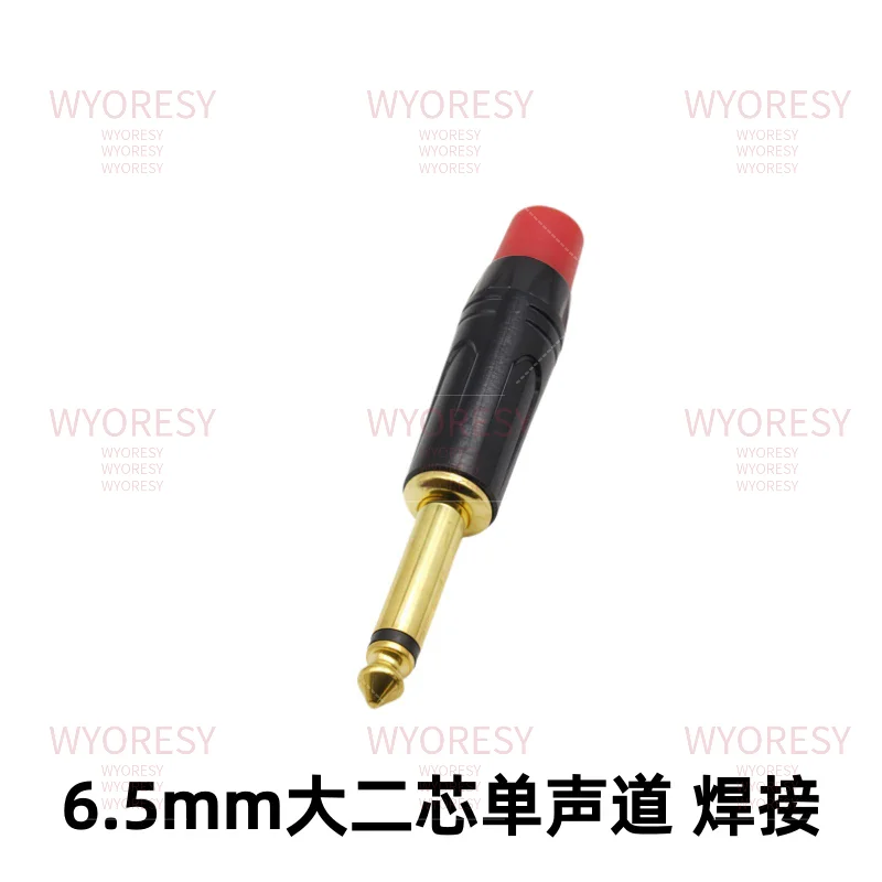 Conector de Áudio Estéreo de 6,35mm Banhado a Ouro de 3 Polos para Microfone de Mesa de Som, Conector Estéreo de 6,5mm para Soldagem