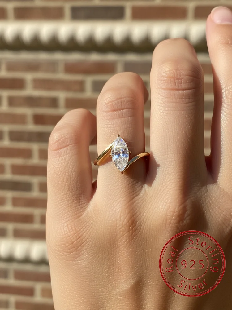 

925 Sterling Silver Fashion Twisted Arm Marquise Zircon Ring For Women Engagement Wedding Luxury High Quality Fine Jewelry