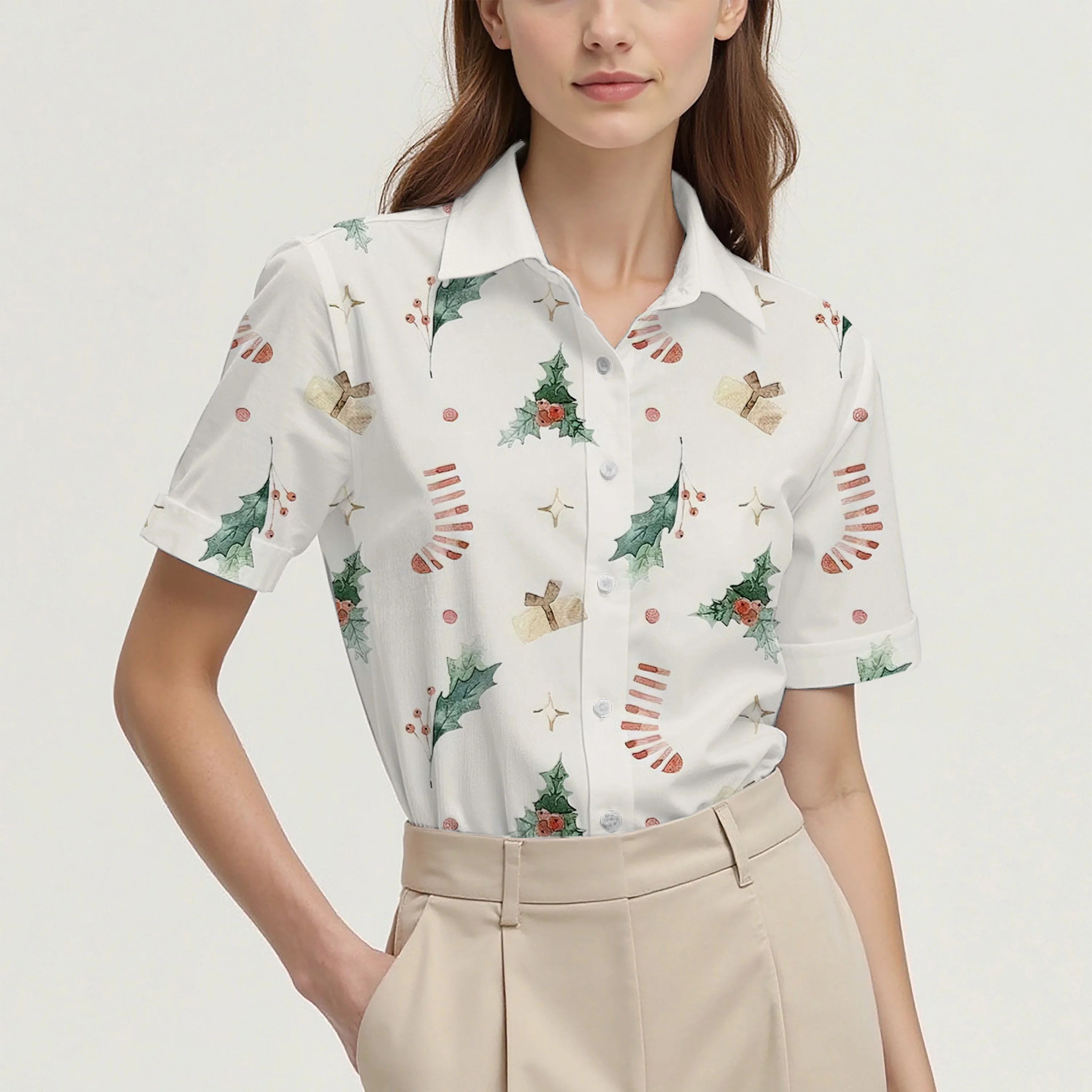 

Spring/Summer Women's Printed Short-Sleeve Shirt: Breathable, Comfortable, Suitable for Simple and Stylish Everyday Wear