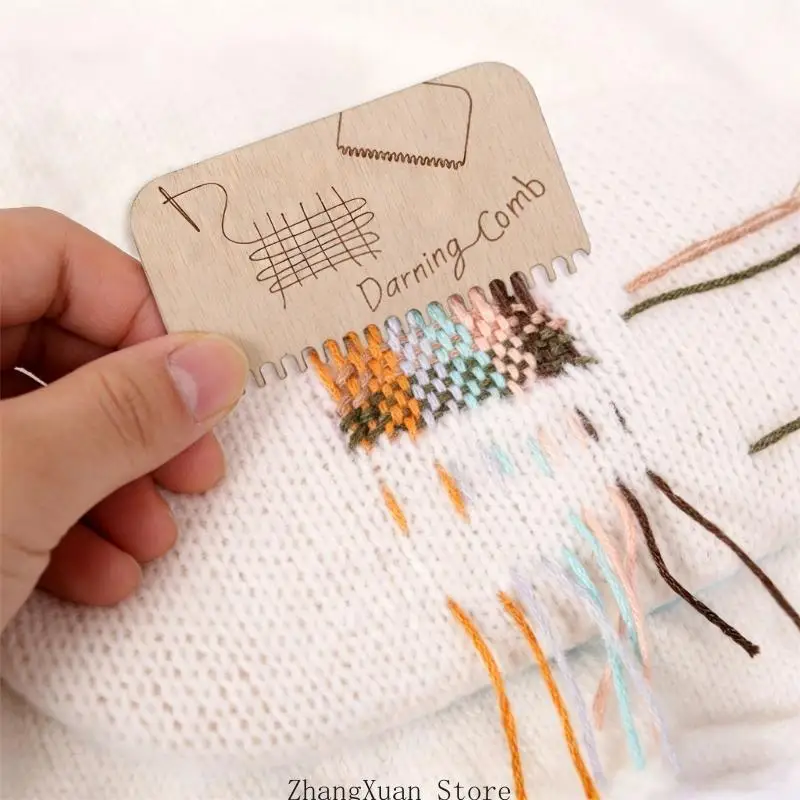 Elliptisches Holzstopfwerkzeug zum Ausbessern von Socken, Pullovern, Jeans, Kleidung, Reparatur, 3 x – Detail 5