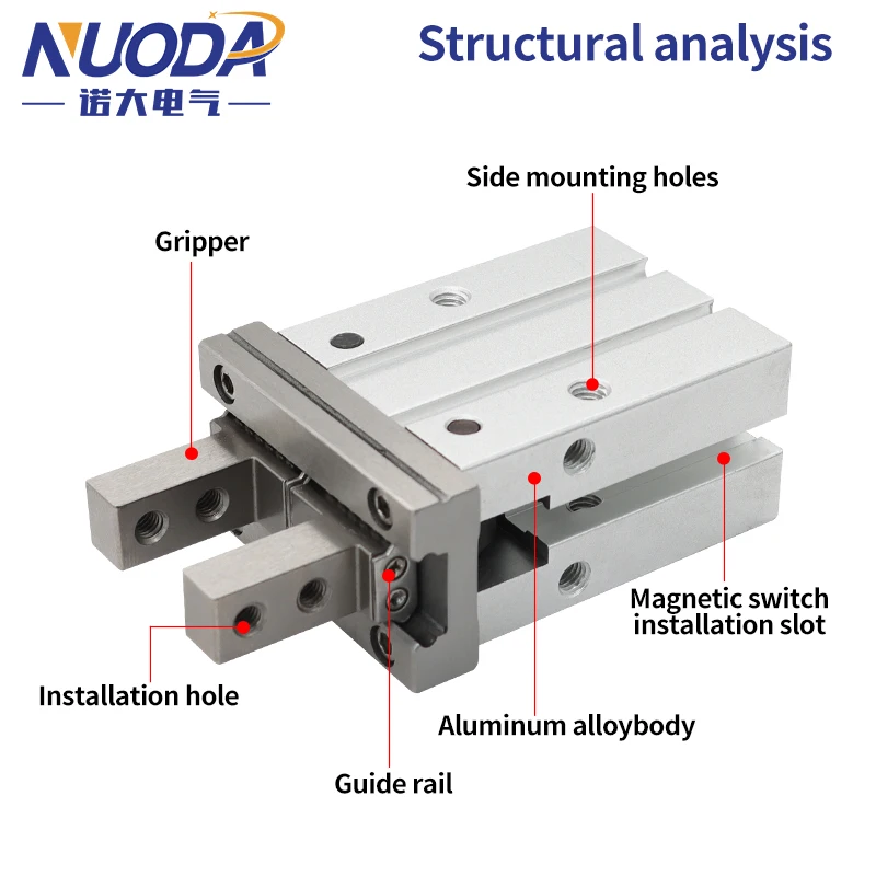 Pinza parallela pneumatica tipo SMC MHZ2-10D MHZ2-16D MHZ2-20D MHZ2-25D 32D 40D SC Morsetti in alluminio Cilindro a dito