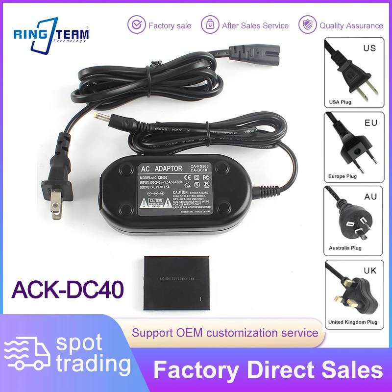 Adaptador de Corriente ACK-DC40, Kit de Batería Ficticia DR-DC40, Fuente de Alimentación CC para Cámaras Canon PowerShot S60 S70 S80 S90 S95 G7 G9