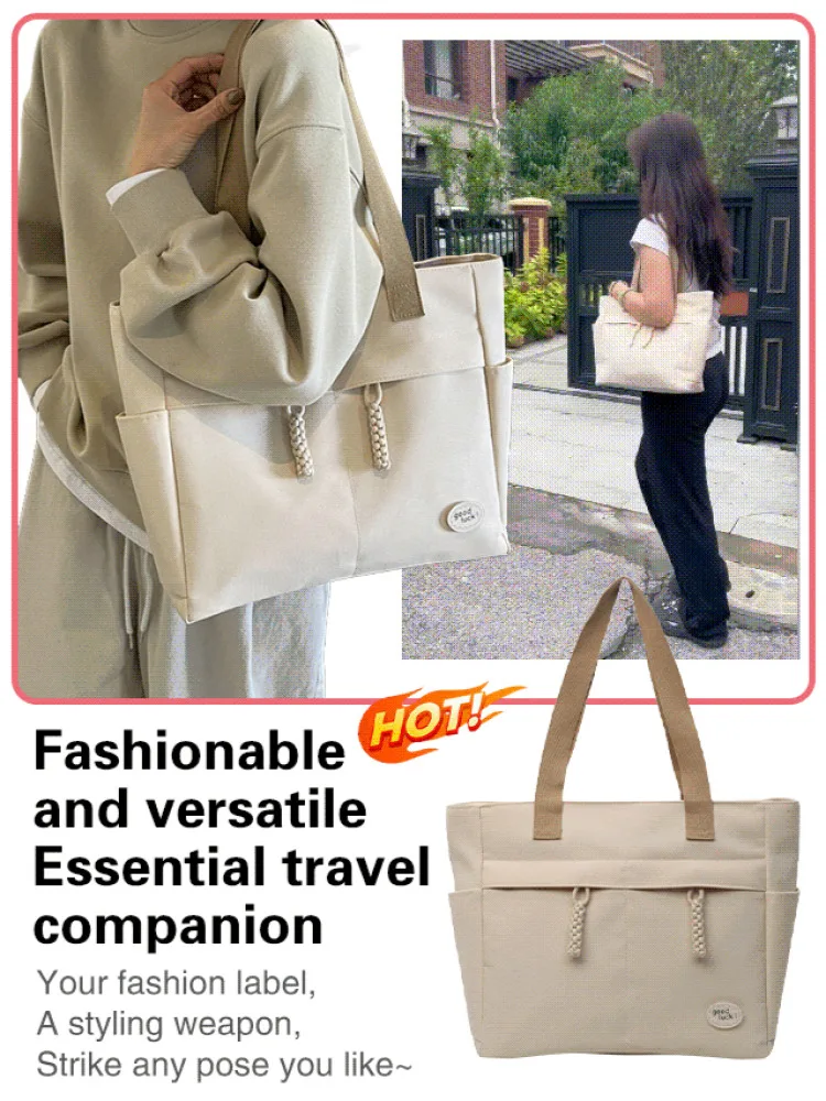 Japanese tote bag female foreign large-capacity canvas bag 2024 new tide net red fashion senior niche shoulder bag