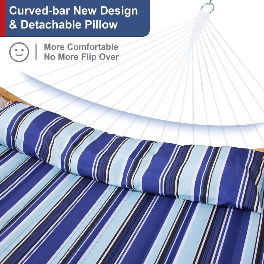 أرجوحة قدم مع حامل للخارج، أرجوحة لشخصين قائمة بذاتها مع قضبان توزيع منحنية، وسادة وحقيبة محمولة، شديدة التحمل