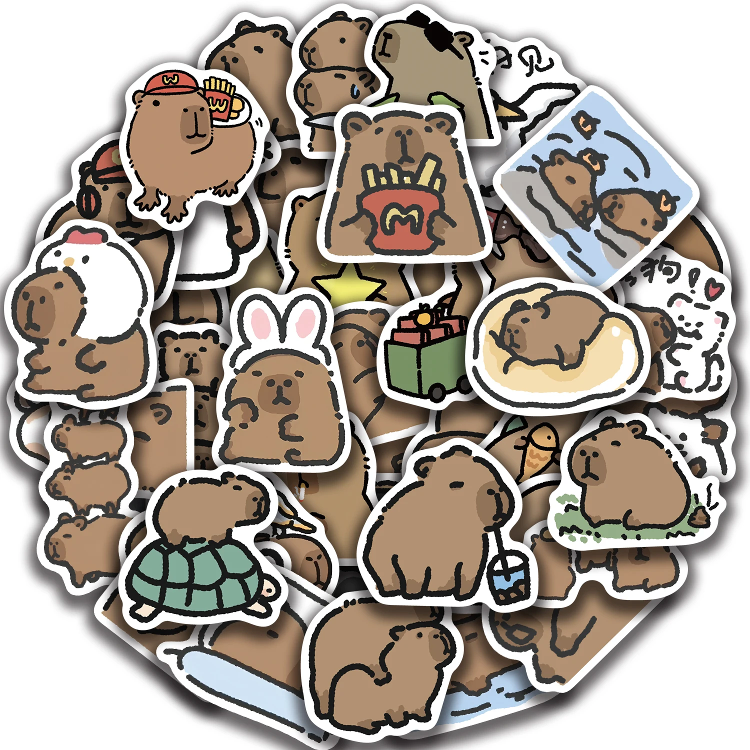 

62PCS Cute Cartoon Capybara Stickers DIY Diary Laptop Luggage Skateboard Graffiti Decals Fun Classic Kids Toy Animals Sticker