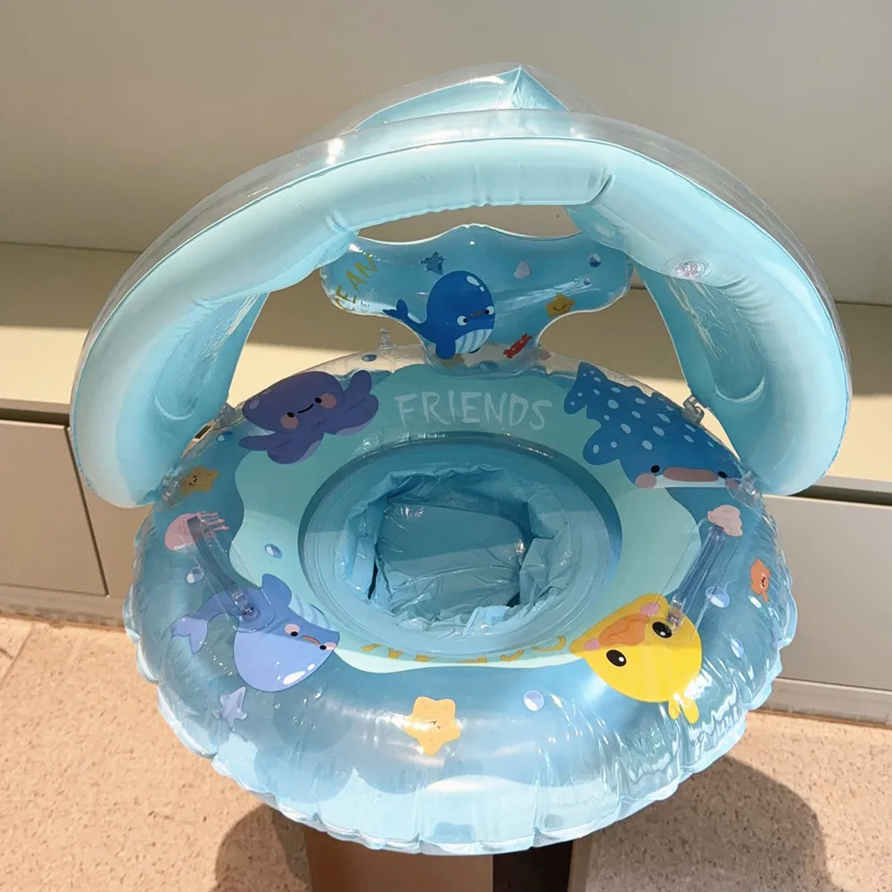 1Pcs Inflatable ﻿Pool Float Swim Tube Detachable Sunshade Swimming Ring Summer Beach Water Swim Floating Toys ﻿ view 4
