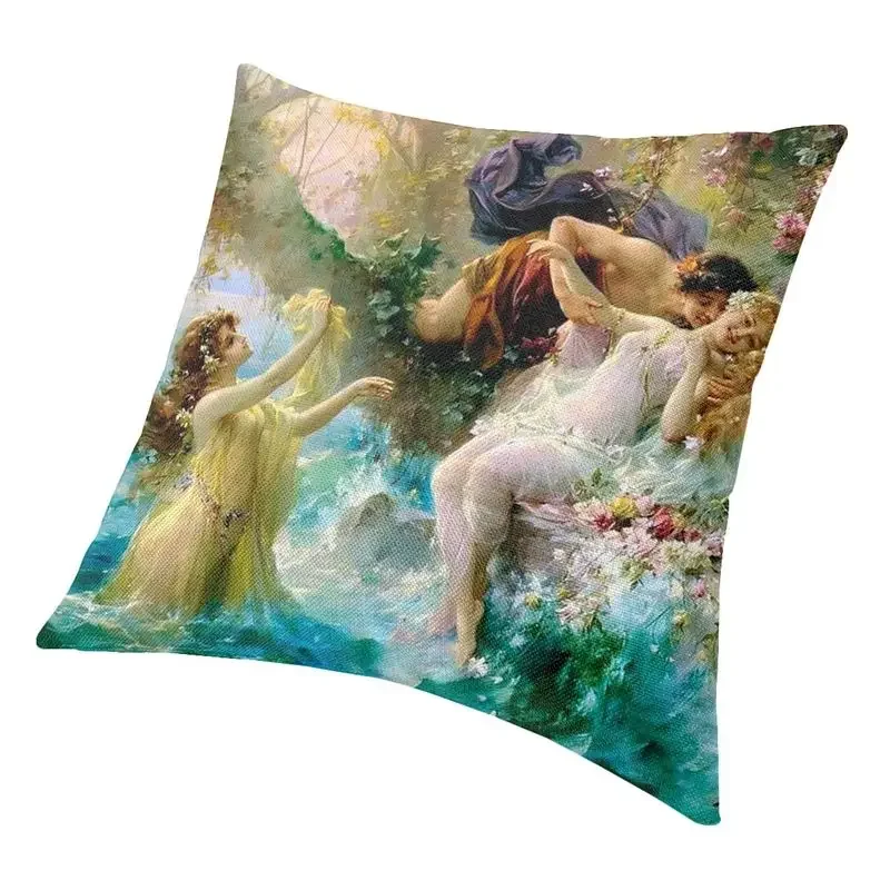 Funda de cojín de Ángel victoria escandinavo, funda de almohada de terciopelo con diseño de hadas y mar, decoración para sala de estar