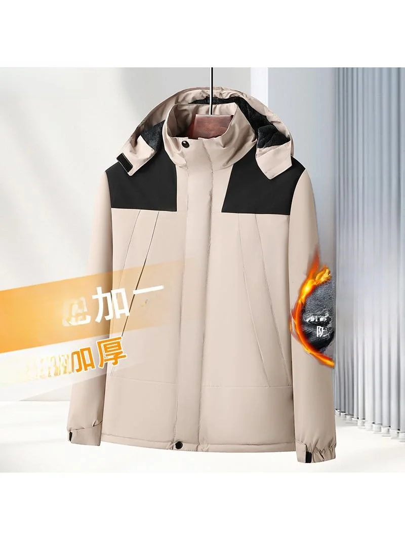 

Thiened Fce Winter Work Jaet Men's Climbing Coat Windproof Waterproof Warm Polyester Fiber Long Sve Zipper Closure ...