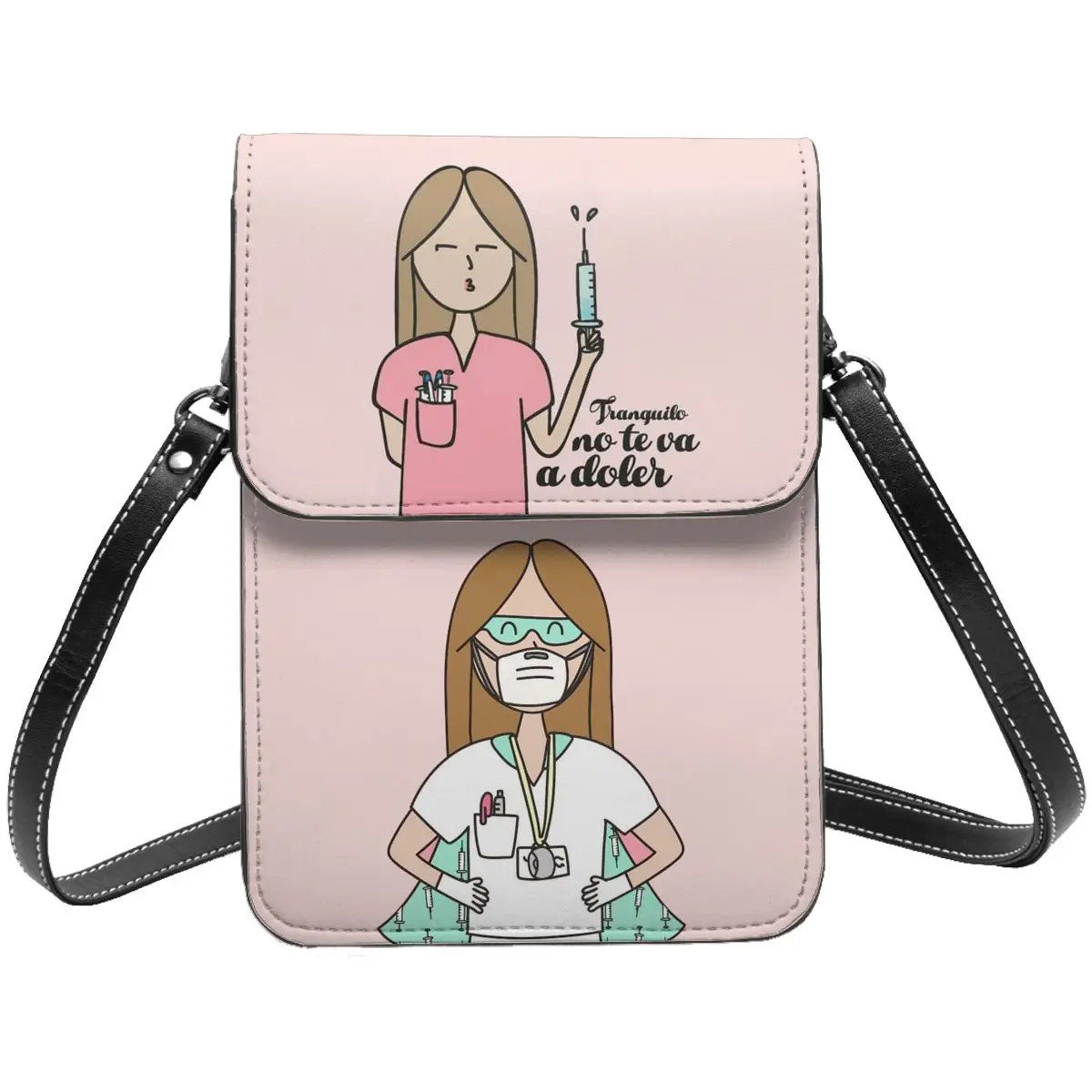 Enfermera En Apuros Small Crossbody Cell Phone Bag for Doctor Nurse Women Mini Over Shoulder Handbag Card Purse Wallet