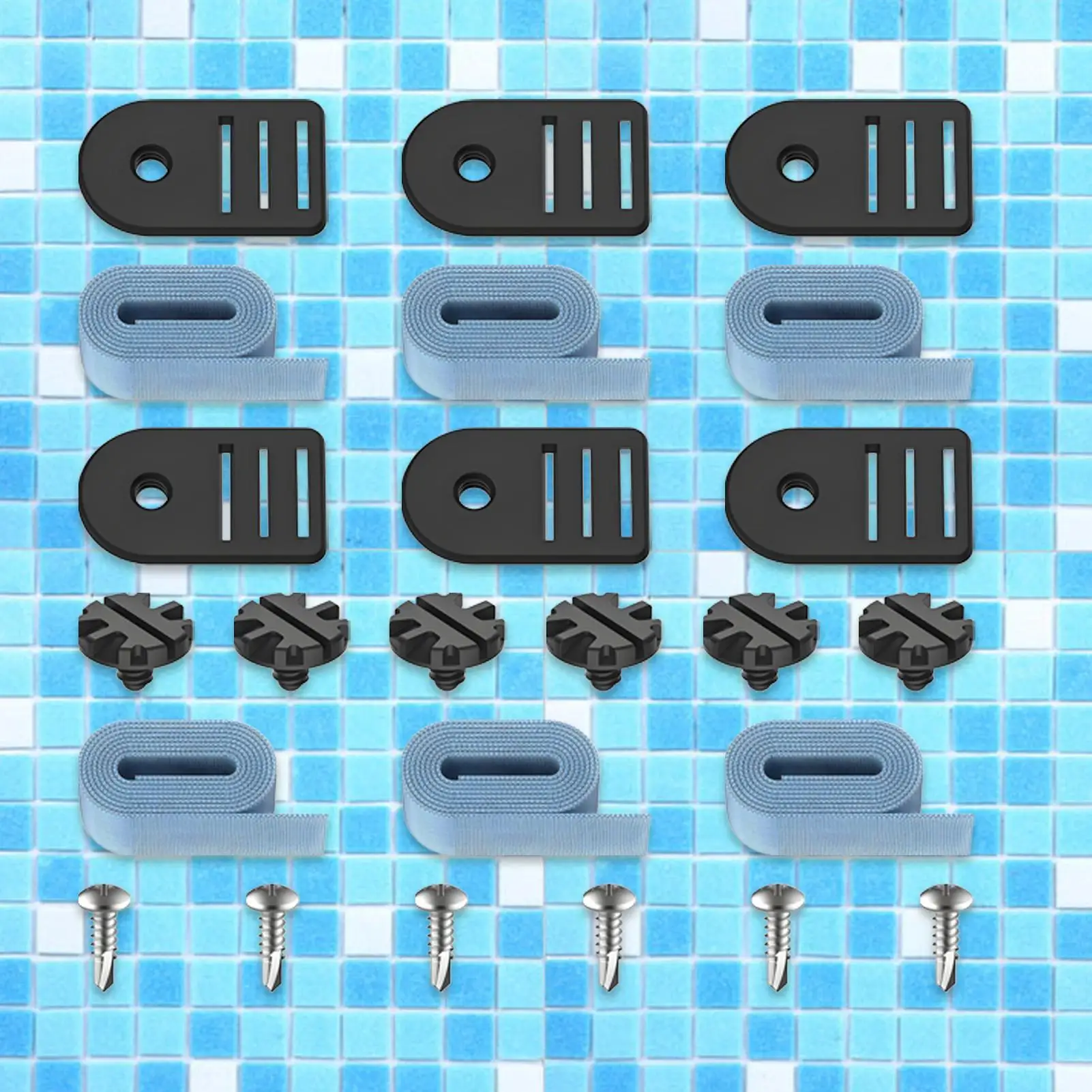 

6 pieces Solar Pool Cover Fastening Kit Solar Cover Reel Fastening Set Easy Installation Ground Swimming Accessories Straps