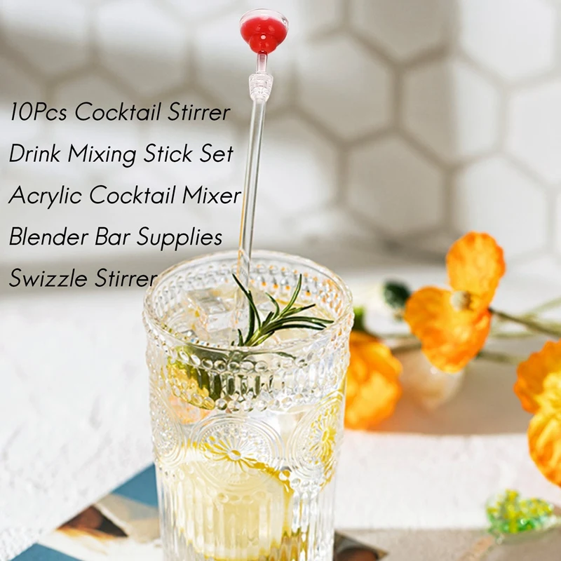 Cocktail 10 Stuks Cocktail Stirrer Drink Mengstaaf Set Acryl Cocktail Mixer Blender Bar Benodigdheden Roerstaafje