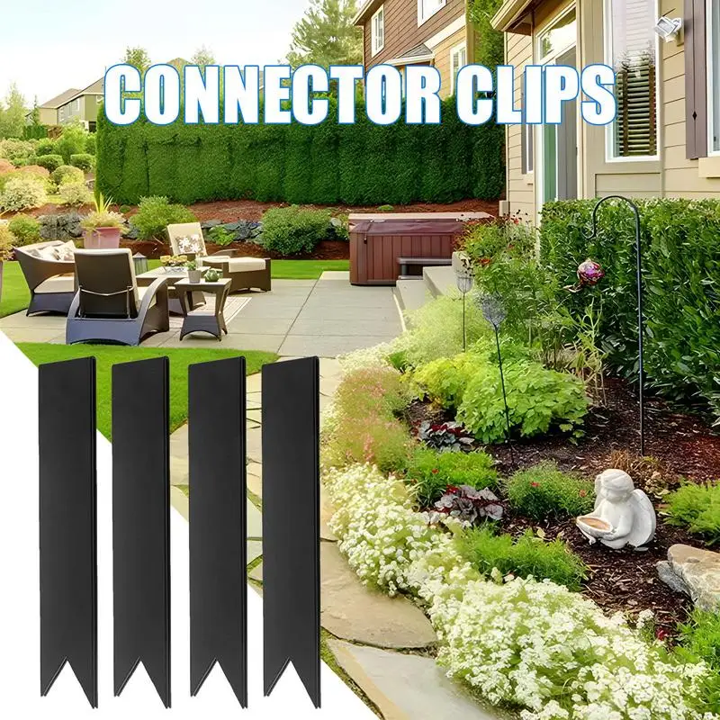 Garden Fencing 4pcs Solid Metal Edging Stakes Landscape Edging Metal Edging For Landscaping 6 Inch Steel Connector Clips For