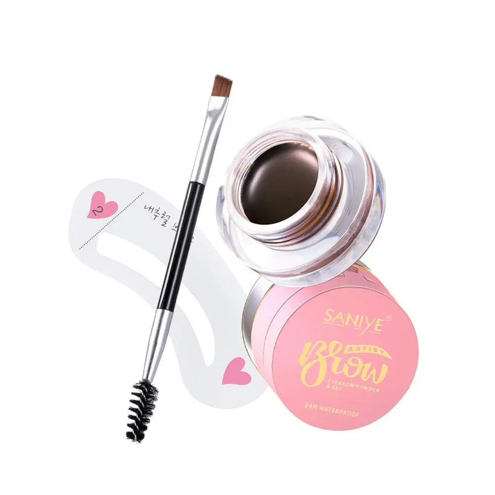아이 메이크업 5피스 세트 2 in 1 블랙 & 브라운 아이라이너 + 아이브로우 파우더 워터프루프 & 롱래스팅 (듀얼 브러쉬 포함)