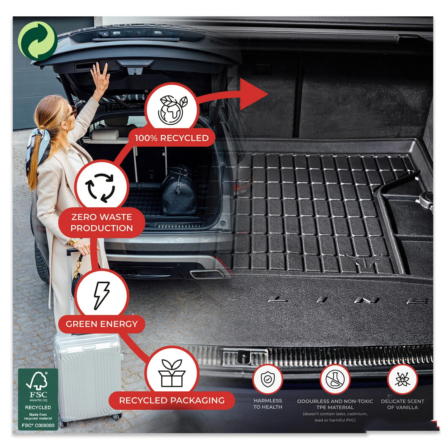 Trunk Mats for Volkswagen VW Tiguan L LWB Tiguan Allspace MK2 2016~2023 Car Rear Cargo Tray Trunk Organizer Rear Pad Accessories