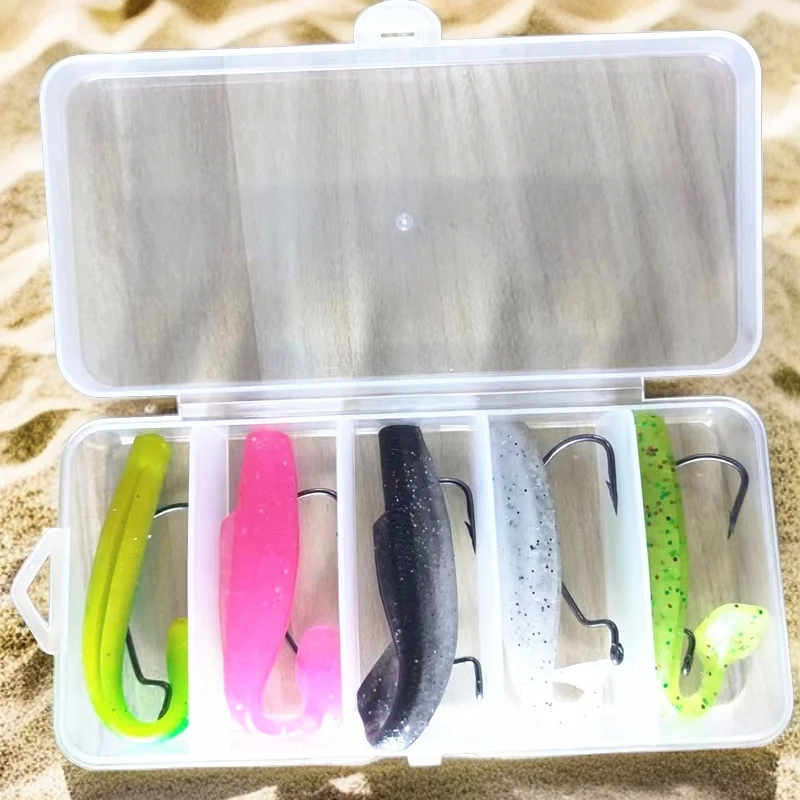 

5pcs/Box With Hooks Soft Fishing Lure Swimbait 8cm 4g Bass Wobbler Sinking Jig Fishing Bait Jigging Hook Fishing Tackle