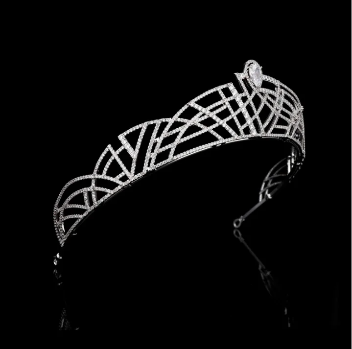 

Высокое качество кубический циркон Корона невесты свадебная тиара платье аксессуары день рождения Корона принцессы HT0211009