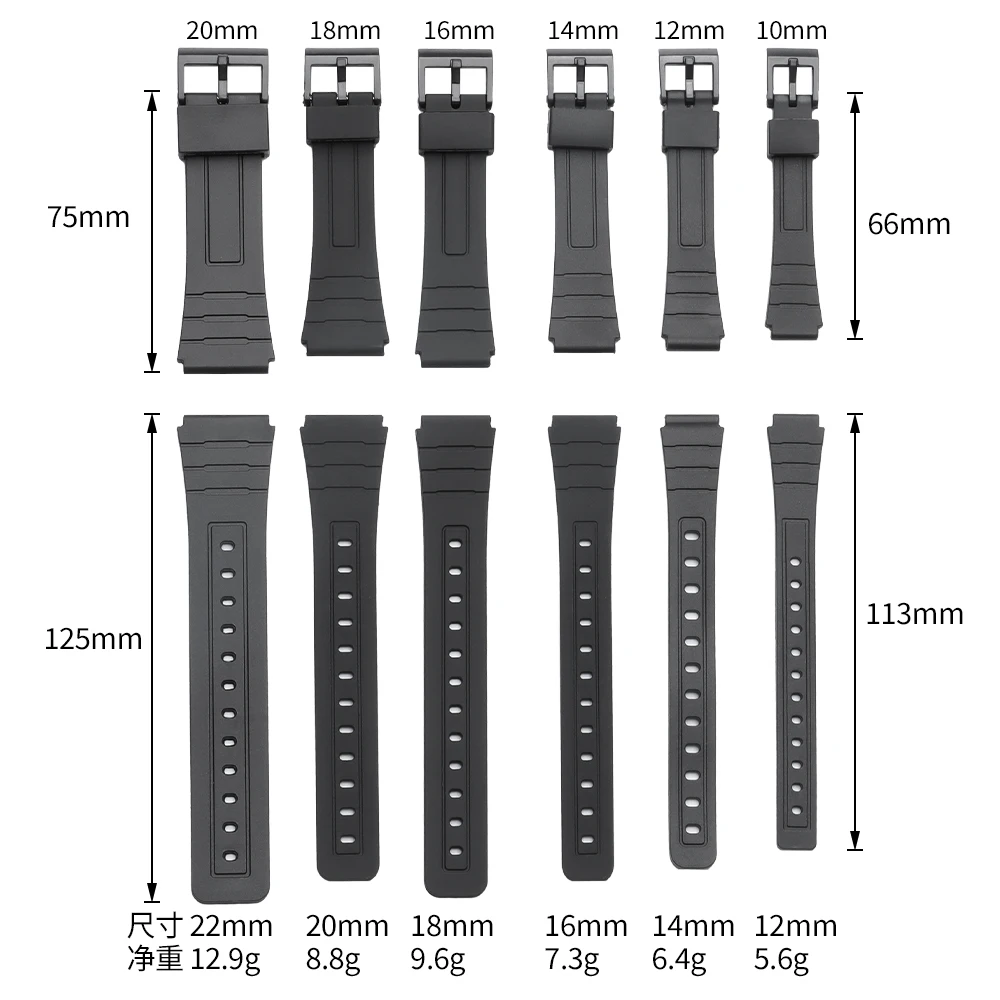12/14/16/18/20/22mm Silikon Gummi Strap für Casio W800H A158/168 AE1200/1300 F91W F84 Armband Männer Frauen Armband Zubehör – Detail 2