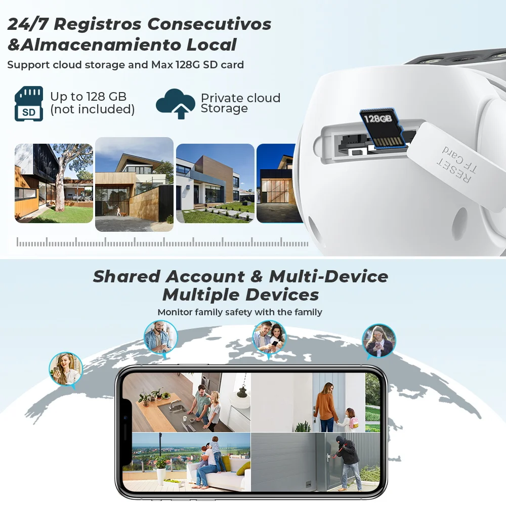 9MP Three lens PTZ Wifi Surveillance Camera Outdoor 8X Digital Zoom AI Auto Tracking Humanoid Detection 6MP CCTV Security Camera