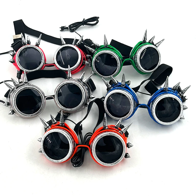 Leuchtende Fluoreszierende Brille Glühende Party-Accessoires Steampunk LED-Brille Mit Lichtern Blinkende Neon-Brille Club-Requisiten – Detail 10