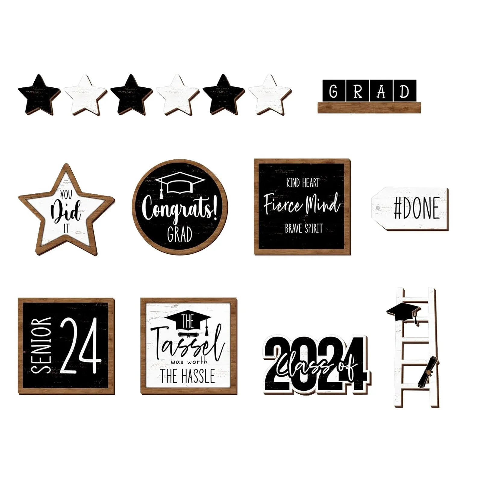 Graduation Season Wooden Tray Decoration, Tray Not Included, 2024, Layered Display, Graduation Gift, 2024