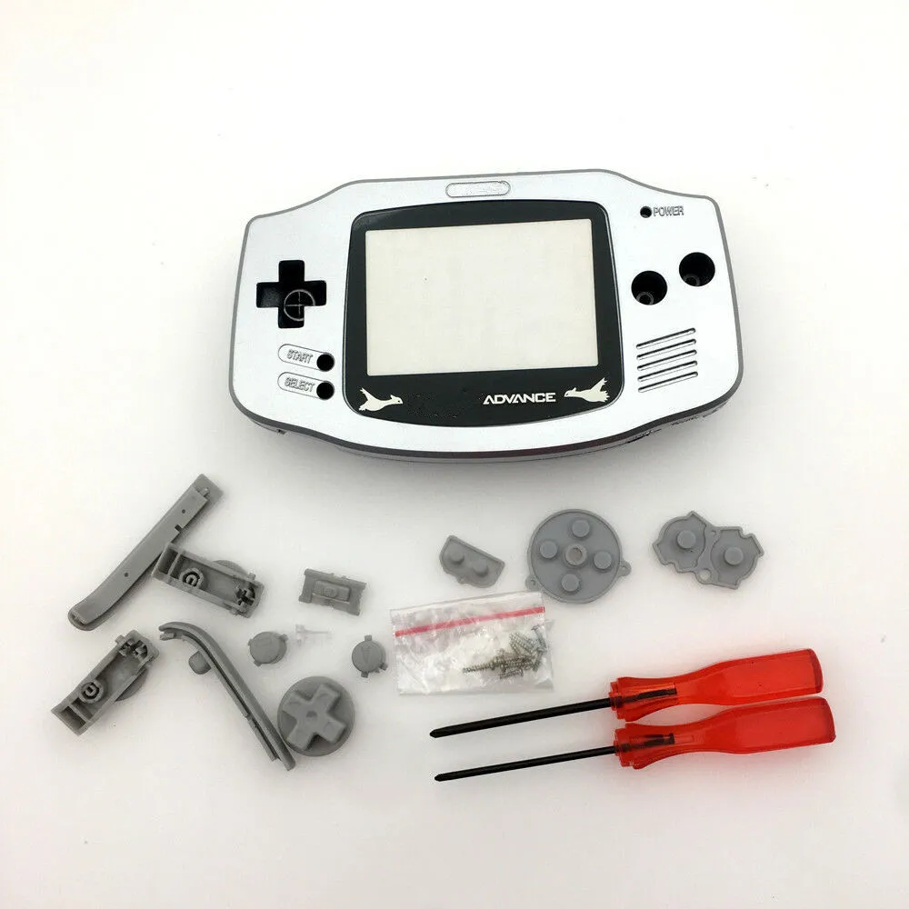 Silver Full Housing Shell Case Cover for Gameboy Advance GBA -- Colour Buttons Optional