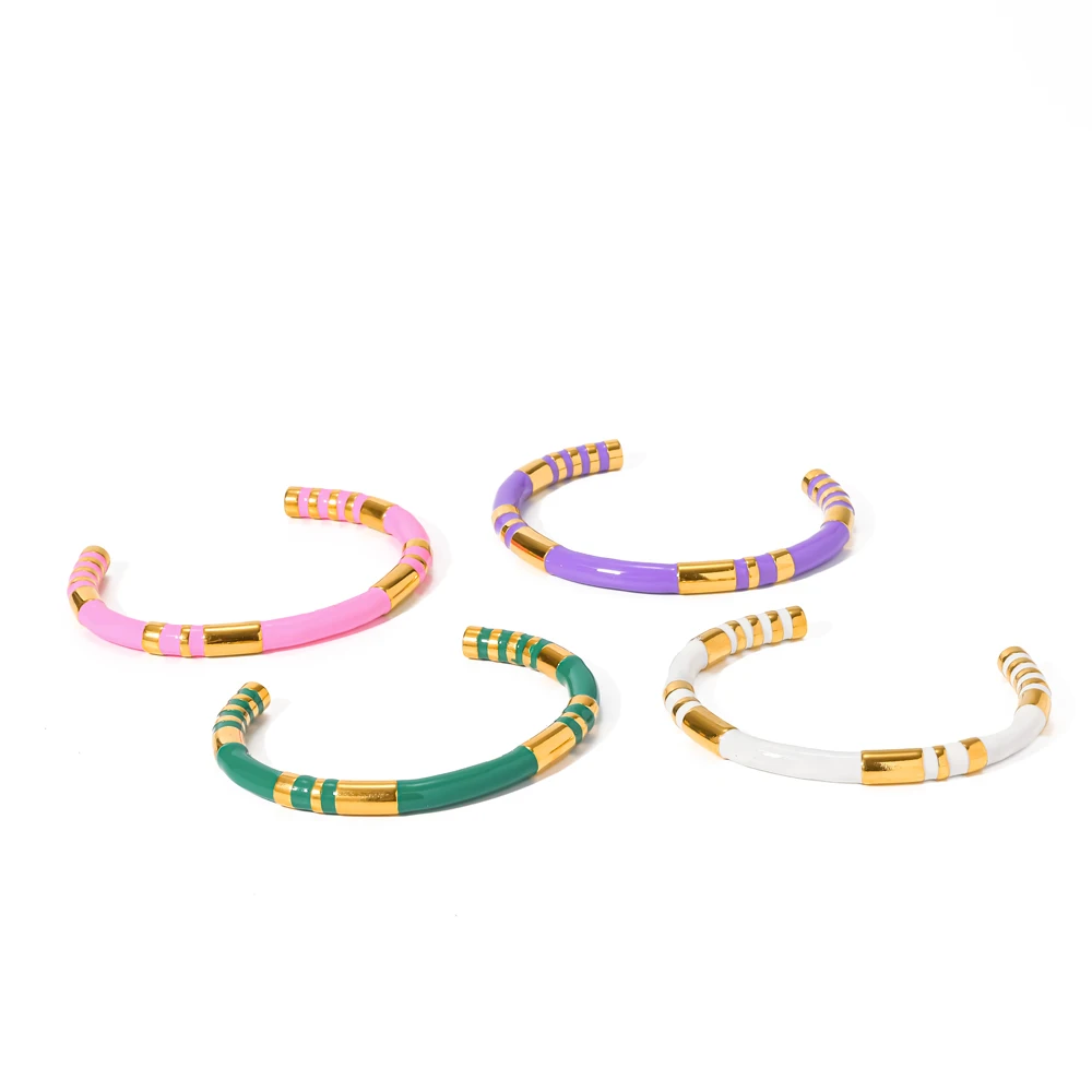 Modisches, farbiges, ölgetränktes, offenes Armband für Damen, aus Edelstahl, ein bezaubernder Schmuck für das Handgelenk, ein ideales Geschenk. – Detail 3