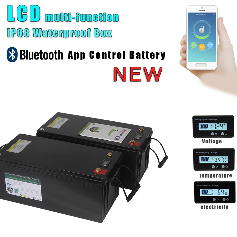 48V 100AH LiFePO4 Battery Bluetooth BMS Solar Energy Storage RV Camping Marine Backup power Off-Grid System 51.2V 100AH Battery