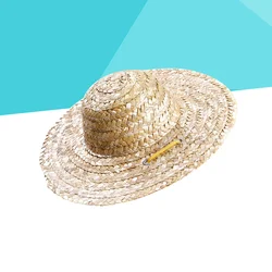 Pet Sombrero Straw Hat Adjustable Hawaii Garden Sun Bucket for Small Dogs Puppy Cats Size M