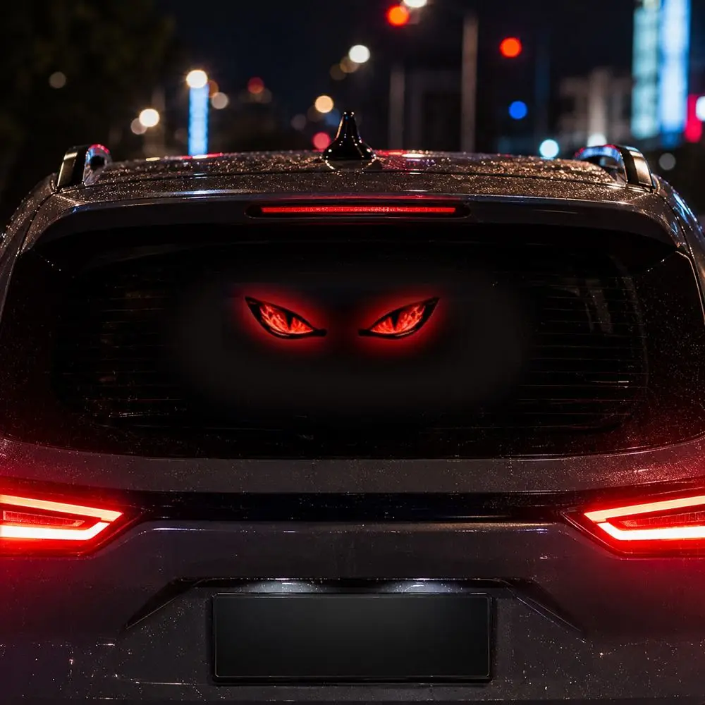 New Solar Devil Eyes Car Lights Wireless Suction Cup Car Warning Light Dynamic Display Vibration Lights on Car Atmosphere Light