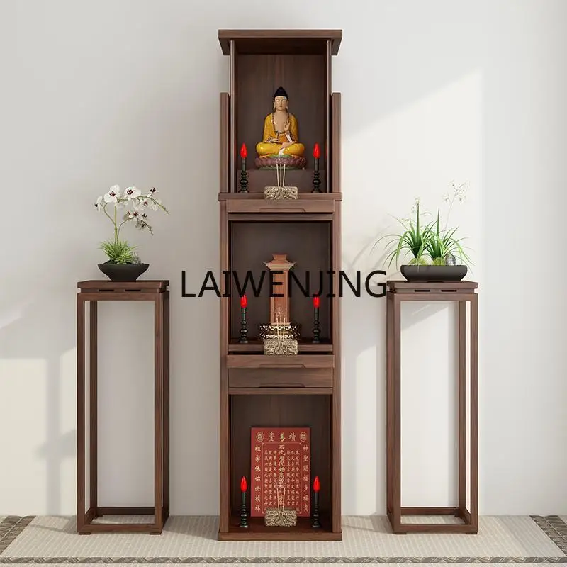 MJY custom casket vertical cabinet three-layer living room altar cabinet black walnut solid wood landlord cabinet